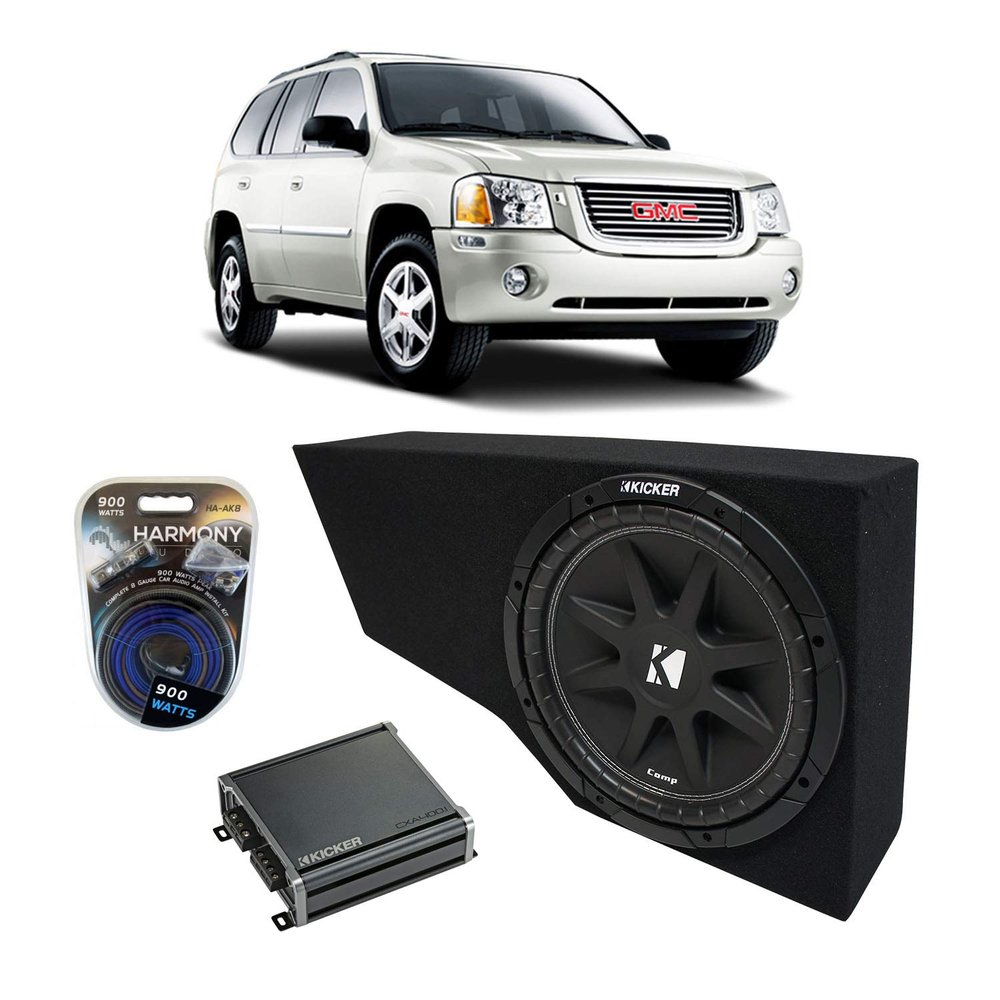 Harmony Audio Fits 2002-2013 Cadillac Escalade EXT Underseat Bundle R104 Dual 10 Sub Box & CXA400.1