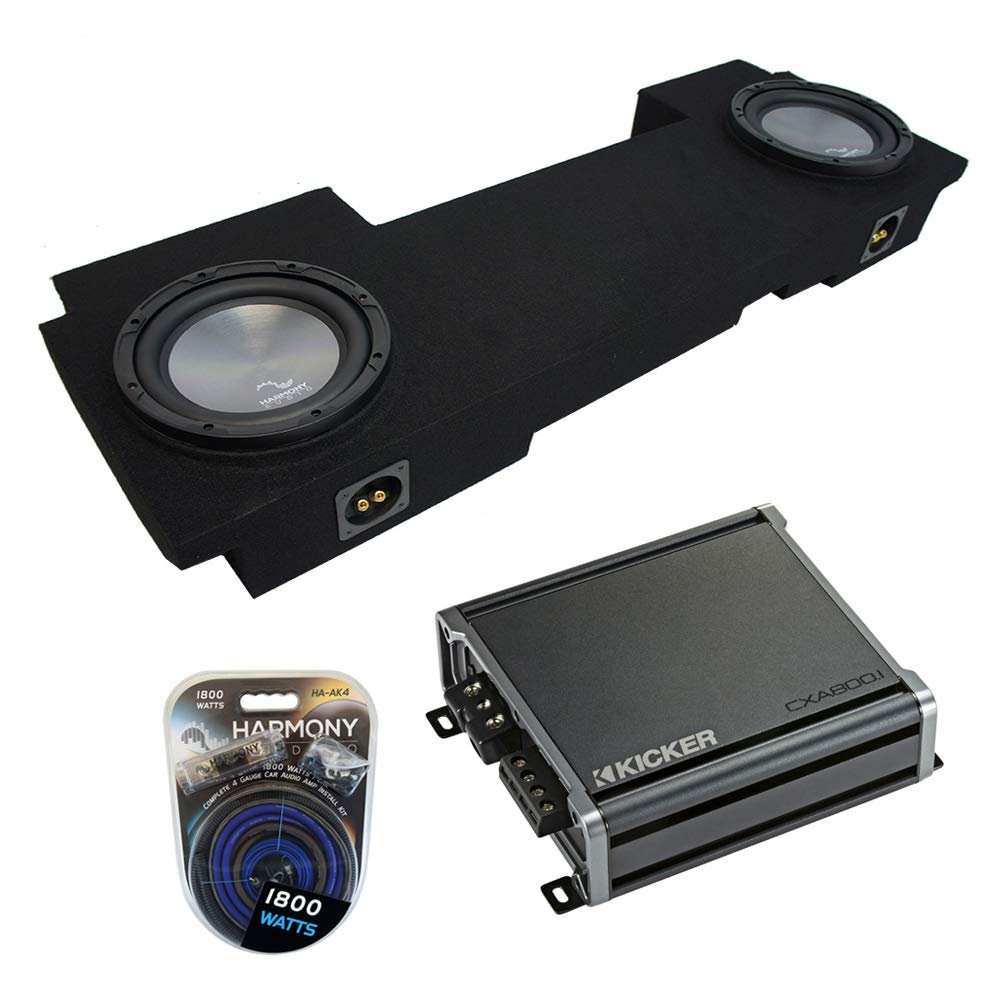 Harmony Audio Compatible with 2002-2013 Chevy Silverado HD Crew Truck Bundle A102 Dual 10" Sub Box & CXA800.1