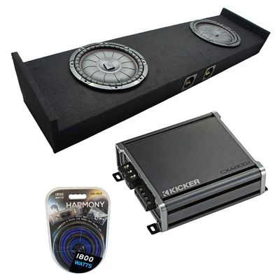 American Sound Connection ASC FTB2X10-15CREW Compatible with Ford F150 Crew 2015-2025 Dual 10" Subwoofer Enclosure, 43CVT104 10" CompVT CVT10 350W RMS 4 Ohm SVC Sub & 46CXA8001T D Mono 1600W Sub Amp