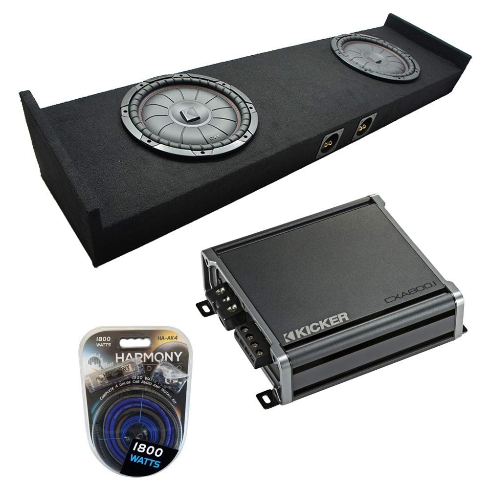 American Sound Connection ASC FTB2X10-15CREW Compatible with Ford F150 Crew 2015-2025 Dual 10" Subwoofer Enclosure, 43CVT104 10" CompVT CVT10 350W RMS 4 Ohm SVC Sub & 46CXA8001T D Mono 1600W Sub Amp