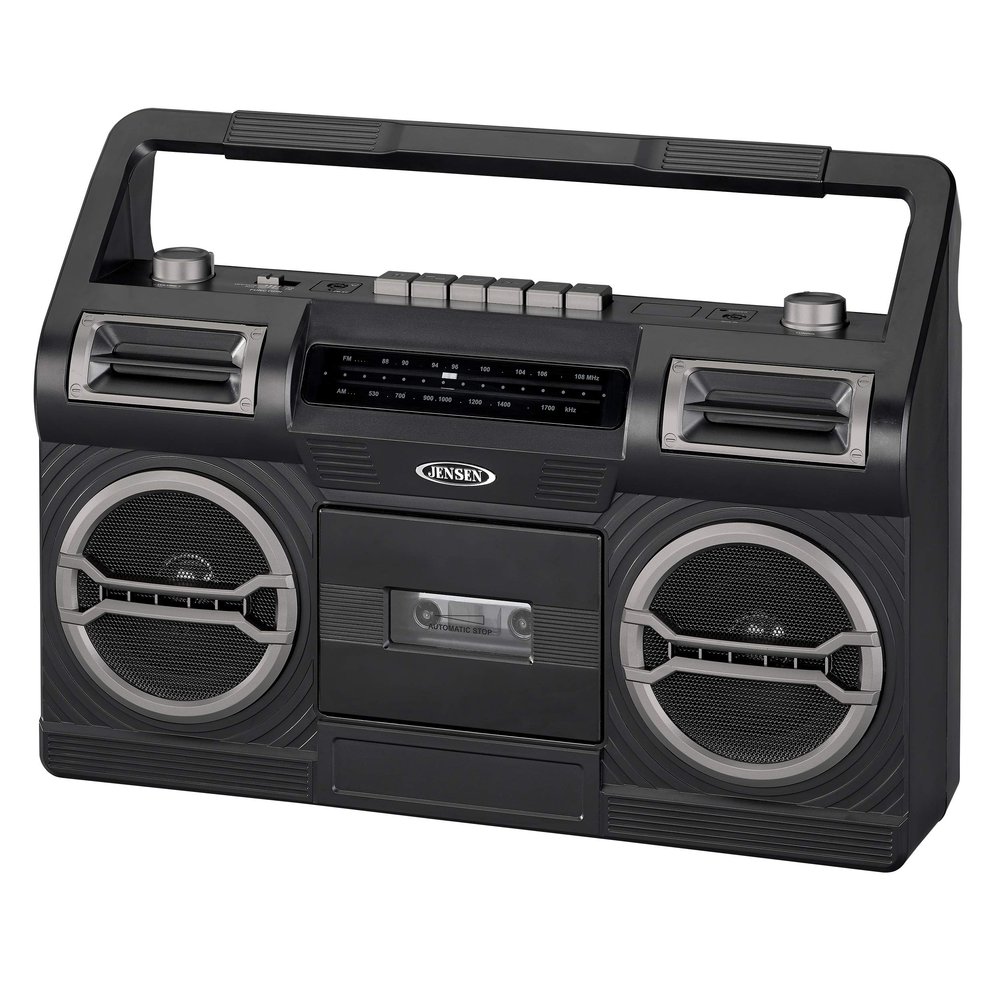 Jensen MCR-500 Portable AM/FM Radio with Cassette Player/Recorder and Built-in Speaker
