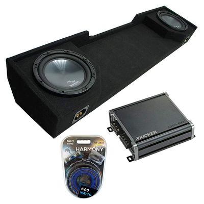 Harmony Audio Bundle R104 Compatible with Chevy CK Silverado Ext Truck 1988-1998 Dual 10" Sub Box & CXA400.1