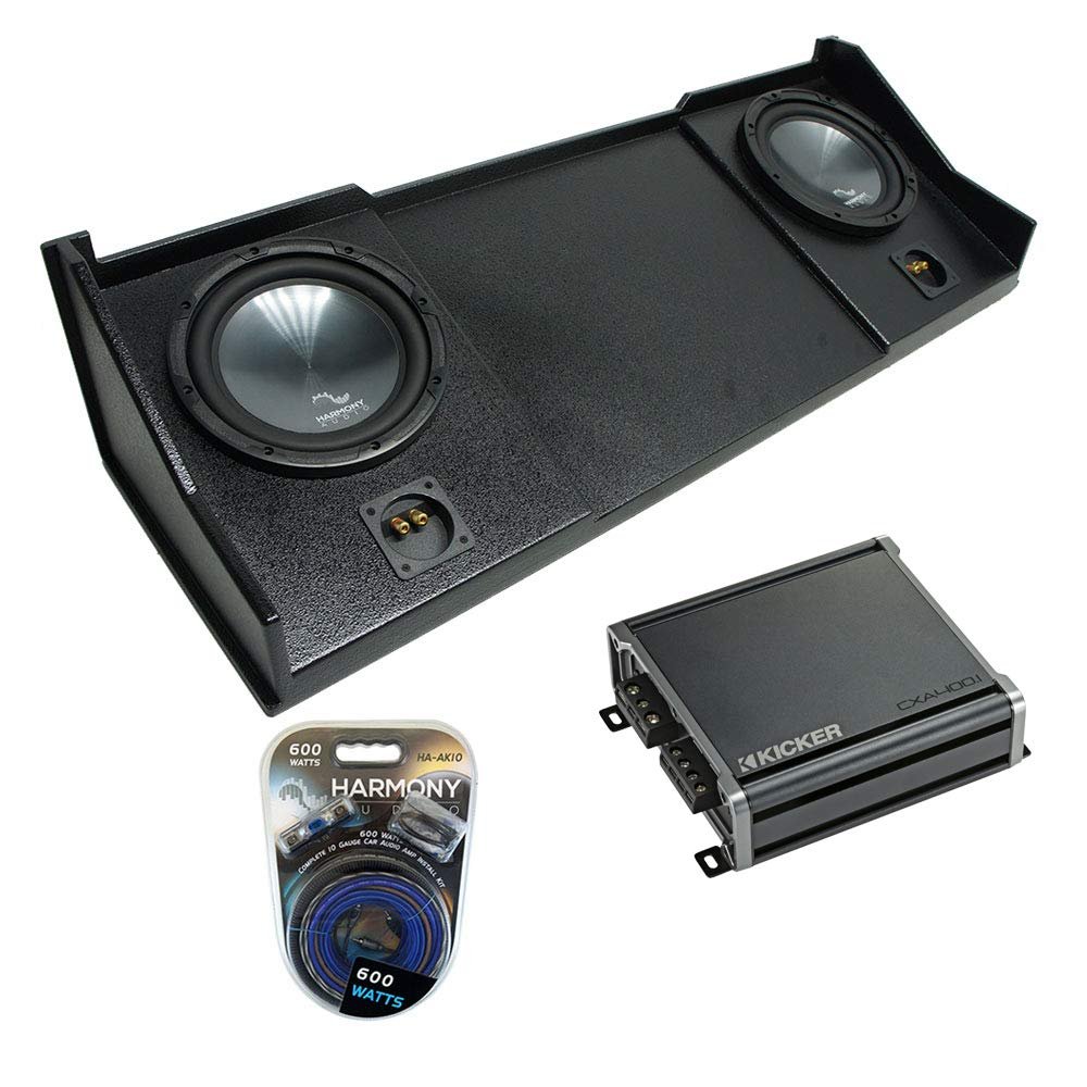 Harmony Audio Bundle R104 Compatible with Dodge Ram Truck 1994-2001 Dual 10" Rhino Sub Box & CXA400.1 Amp