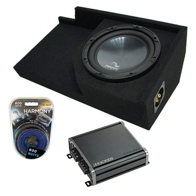 Harmony Audio Bundle R104 Compatible with Chevy CK Silverado Ext Truck 1988-1998 Single 10 Sub Box & CXA400.1