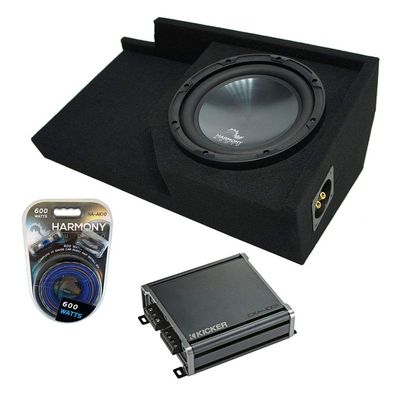 Harmony Audio Bundle R104 Compatible with GMC Sierra Ext Cab Truck 1988-1998 Single 10" Sub Box & CXA400.1