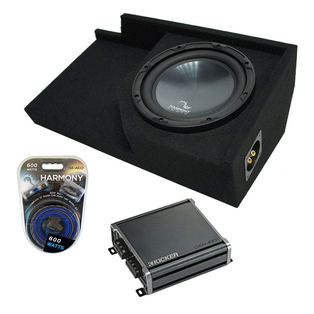 Harmony Audio Bundle R104 Compatible with GMC Sierra Ext Cab Truck 1988-1998 Single 10" Sub Box & CXA400.1