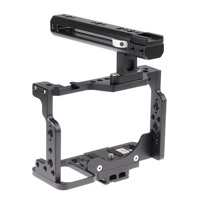 Camera Cage Stabilizer,Aluminum Alloy Camera Video Cage with Cold Shoe and Top Handle Grip for DSLR Camera Nikon Z6 Z7