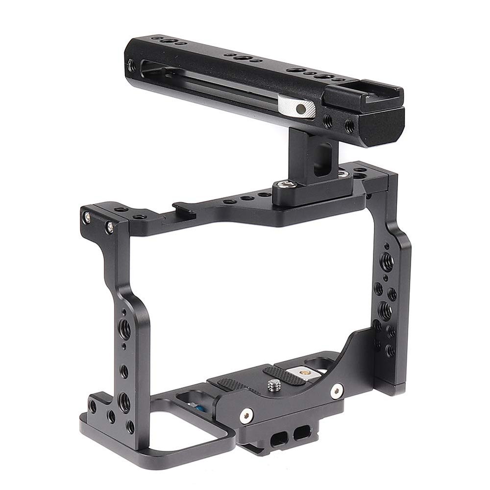 Camera Cage Stabilizer,Aluminum Alloy Camera Video Cage with Cold Shoe and Top Handle Grip for DSLR Camera Nikon Z6 Z7