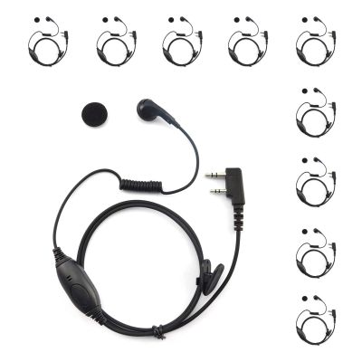 [10-Pack] Single Earbud Headset with PTT Button Mic Compatible with Kenwood, Retevis & Other Two-Way Portable Radios TK-3160 H-777 UV-5R RT22