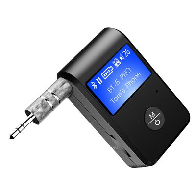ZIIDOO Visible Bluetooth 5.0 Car Adapter, Aux Bluetooth Receiver with Display Screen, TF Card Slot, Black