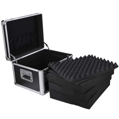 Aluminium Hard Flight Case, Portable Tool Storage Carrying Case with Padded Foam Lockable Equipment Case Black Camera Transport Box