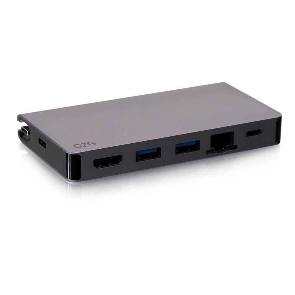 C2G USB-C 5-in-1 Compact Dock with HDMI, 2X USB-A, Ethernet, and USB-C Power Delivery up to 100W - 4K 30Hz