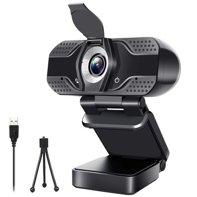 1080P Full HD Webcam,2 Mics, 110 Wide Angle Web Cam,Plug & Play USB Camera,Auto Light Correction, Noise Reduction,Privacy Cover & Tripod, for Laptop/Desktop/PC/Mac,with Zoom/Skype/Teams/Streaming