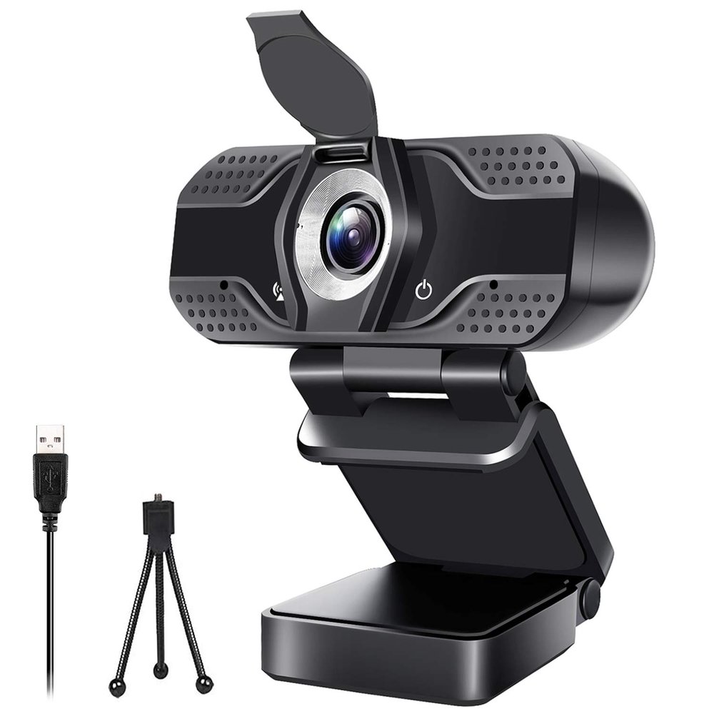 1080P Full HD Webcam,2 Mics, 110 Wide Angle Web Cam,Plug & Play USB Camera,Auto Light Correction, Noise Reduction,Privacy Cover & Tripod, for Laptop/Desktop/PC/Mac,with Zoom/Skype/Teams/Streaming