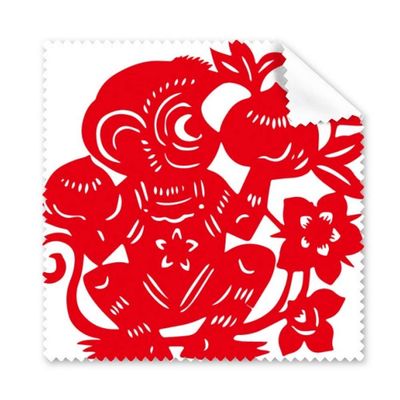 Zodiac Monkey Papercut Chinese Flowers Cleaning Cloth Phone Screen Glasses Cleaner 5pcs