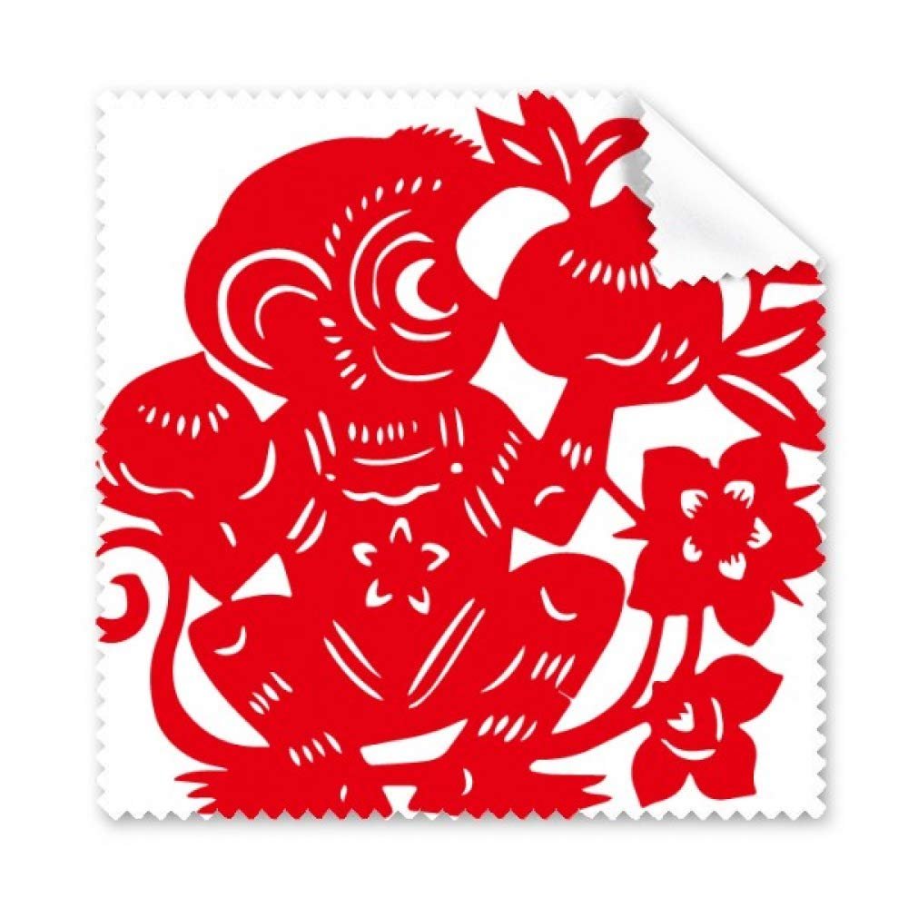 Zodiac Monkey Papercut Chinese Flowers Cleaning Cloth Phone Screen Glasses Cleaner 5pcs