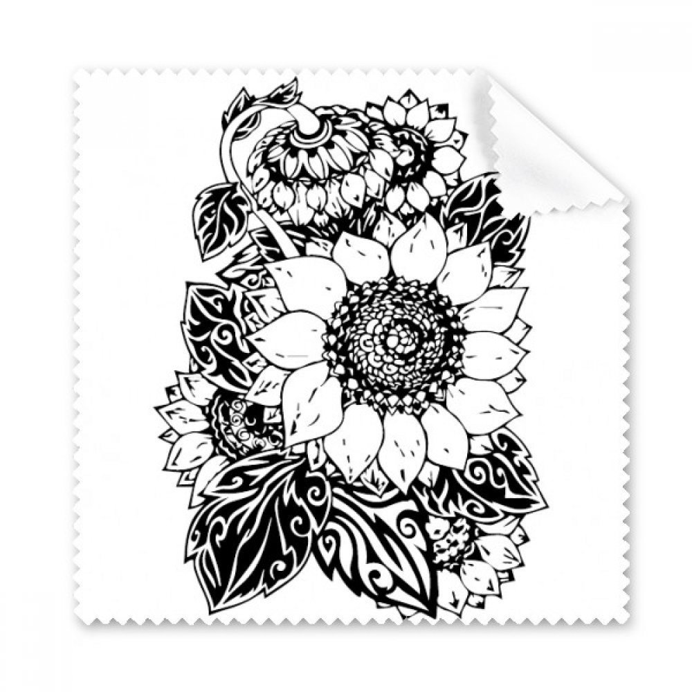 Sunflower Black White Flower Cleaning Cloth Phone Screen Glasses Cleaner 5pcs