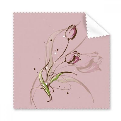 Hand Painted Tulip Pink Flower Plant Cleaning Cloth Phone Screen Glasses Cleaner 5pcs