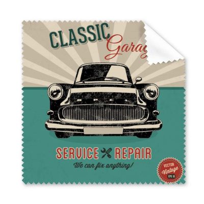Black Classic Cars Repair Pattern Cleaning Cloth Phone Screen Glasses Cleaner 5pcs