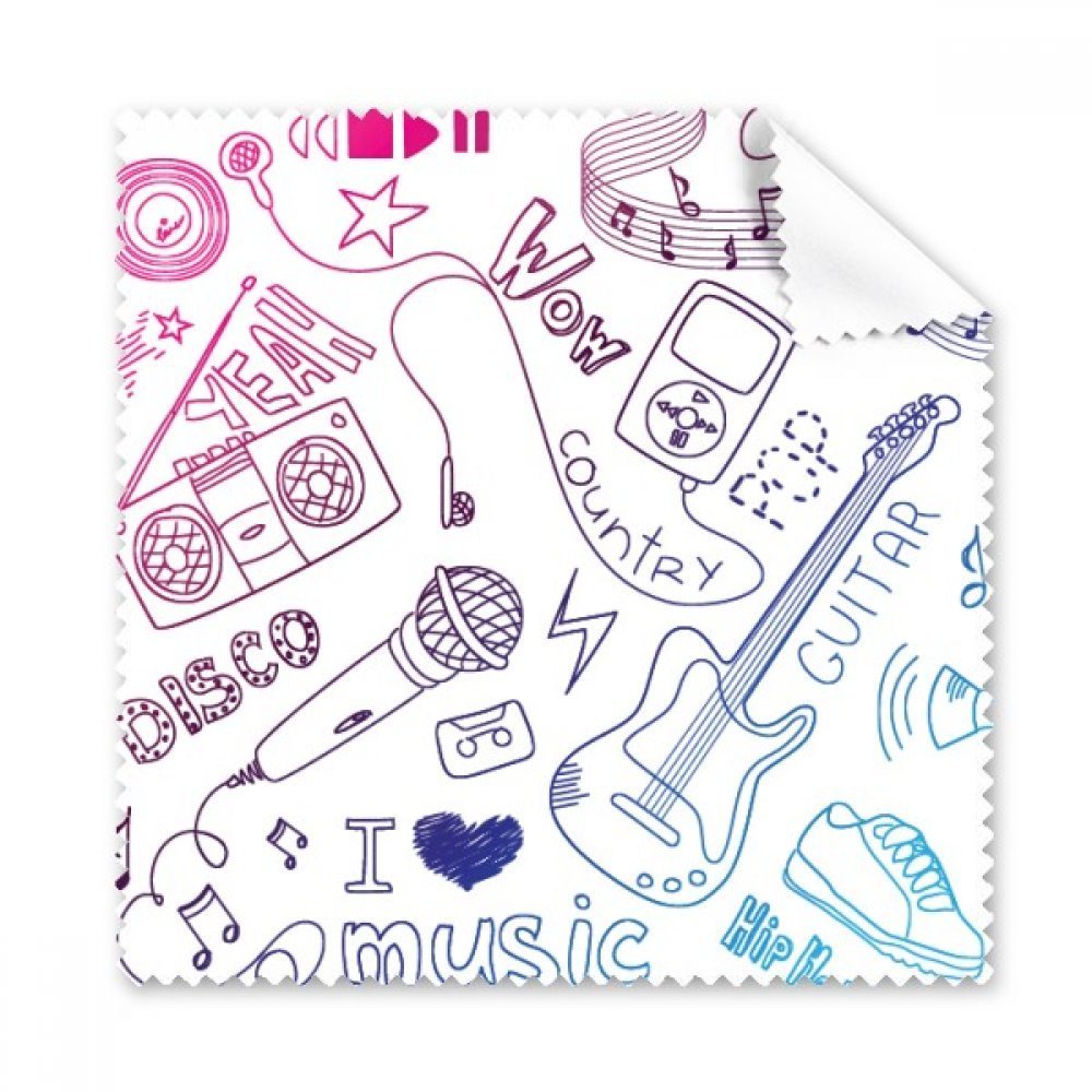Headset Combination Music Pattern Illustrate Cleaning Cloth Phone Screen Glasses Cleaner 5pcs