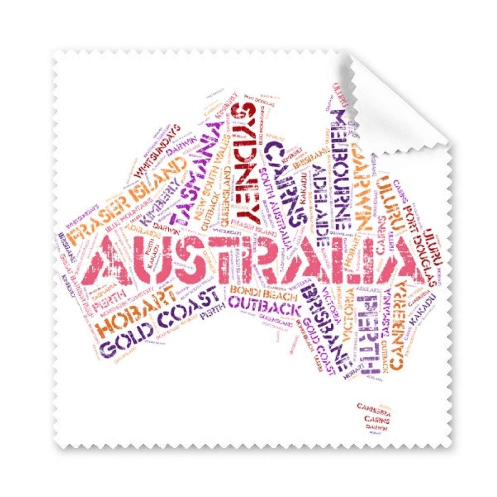 Australia Flavor Map Scenic Spots Illustration Cleaning Cloth Phone Screen Glasses Cleaner 5pcs