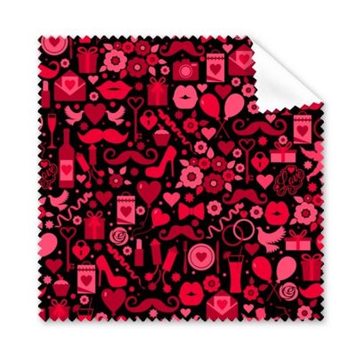 Black Pink Hearts Lips Valentine's Day Cleaning Cloth Phone Screen Glasses Cleaner 5pcs