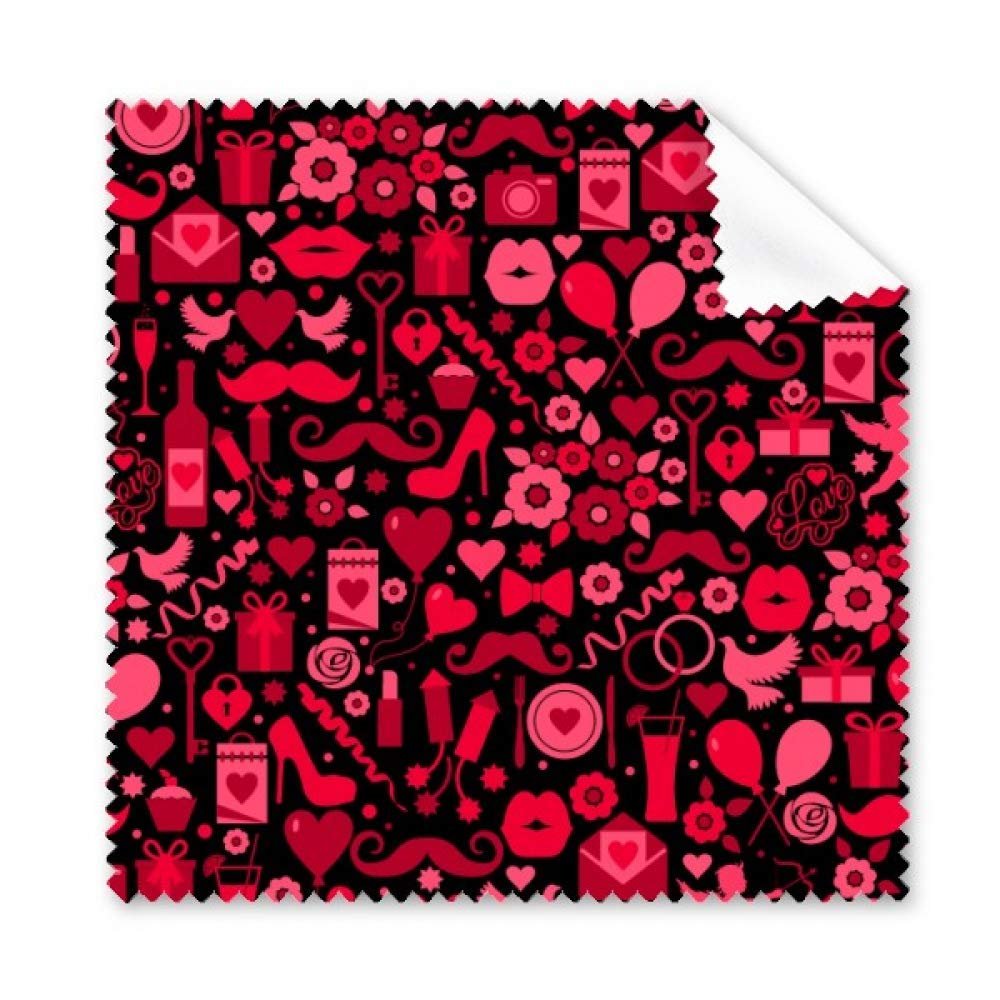 Black Pink Hearts Lips Valentine's Day Cleaning Cloth Phone Screen Glasses Cleaner 5pcs