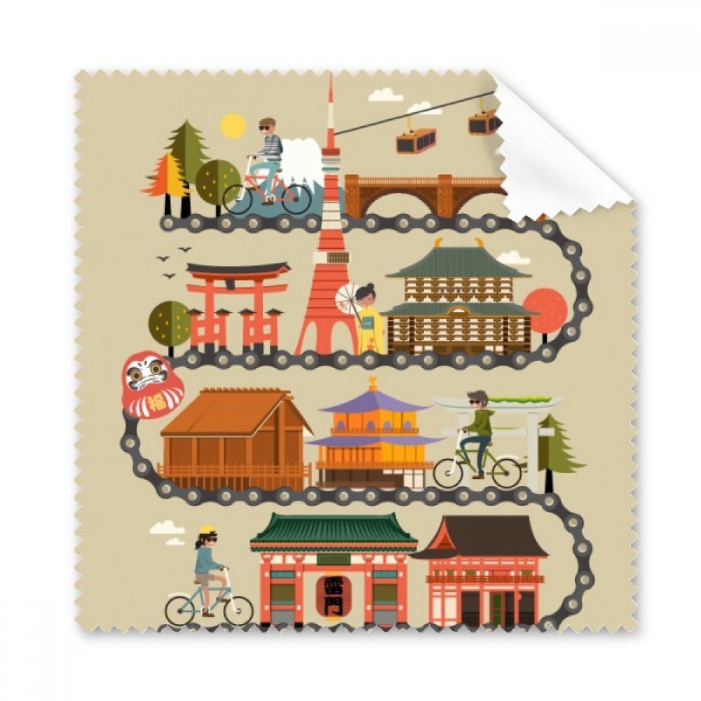 Traditional Japanese Riding Landshape Map Cleaning Cloth Phone Screen Glasses Cleaner 5pcs