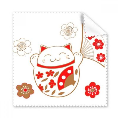 Lucky Fortune Cat Flower Fan Japan Cleaning Cloth Phone Screen Glasses Cleaner 5pcs