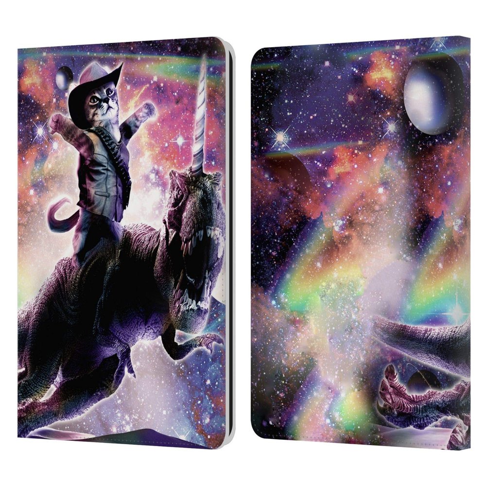 Head Case Designs Officially Licensed Random Galaxy Dinosaur Unicorn Space Cat Leather Wallet Case Compatible with Kindle Paperwhite 1/2 / 3