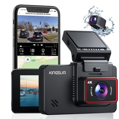Kingslim D4 Dual Dash Cam with Built-in WiFi GPS, Front 4K/2.5K Rear 1080P for Cars , 3" IPS Touchscreen 170 FOV Dashboard Camera with Sony Starvis Sensor, Support 256GB Max