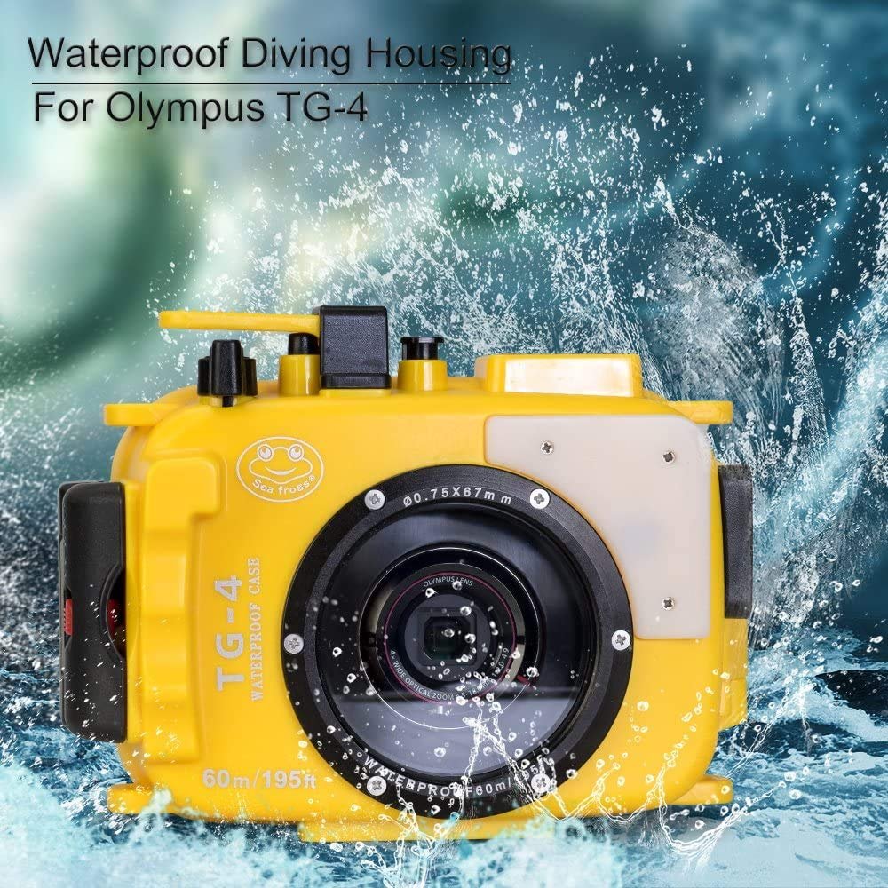 Sea Frogs 195FT/60M Underwater Camera Waterproof Diving housing for Olympus TG-4 Yellow (Housing + Red Filter)