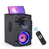 Aesackir Portable Big Bluetooth Speakers with Light, Wireless with Subwoofer, FM Radio, LED Lights, EQ, Booming Bass, Bluetooth 4.2 Stereo Loud Outdoor/Indoor Retro, for Home, Camping, Travel, Black view 1