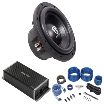 Rockville 10" K6 Subwoofer+Kicker KEY5001 500w Smart Mono Amplifier+Amp Kit