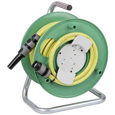 Brennenstuhl Green Garden Hose Reel with 20m Water Hose, Spraying Nozzle, Waterstop, Top Connector