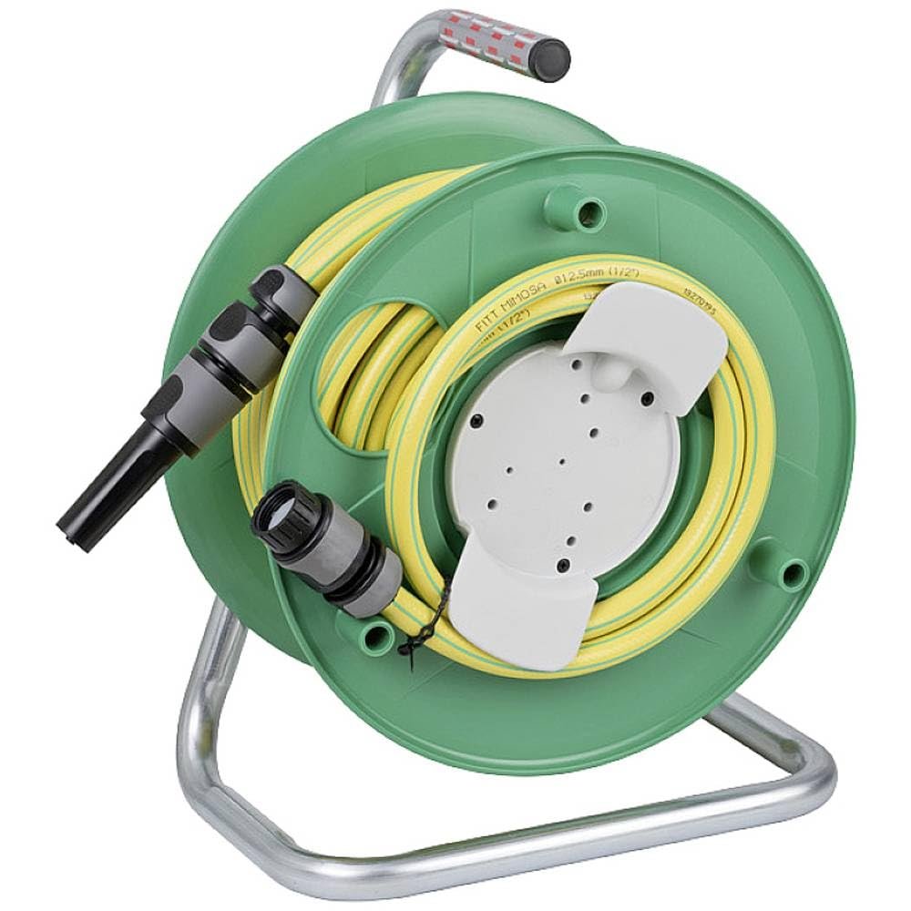 Brennenstuhl Green Garden Hose Reel with 20m Water Hose, Spraying Nozzle, Waterstop, Top Connector