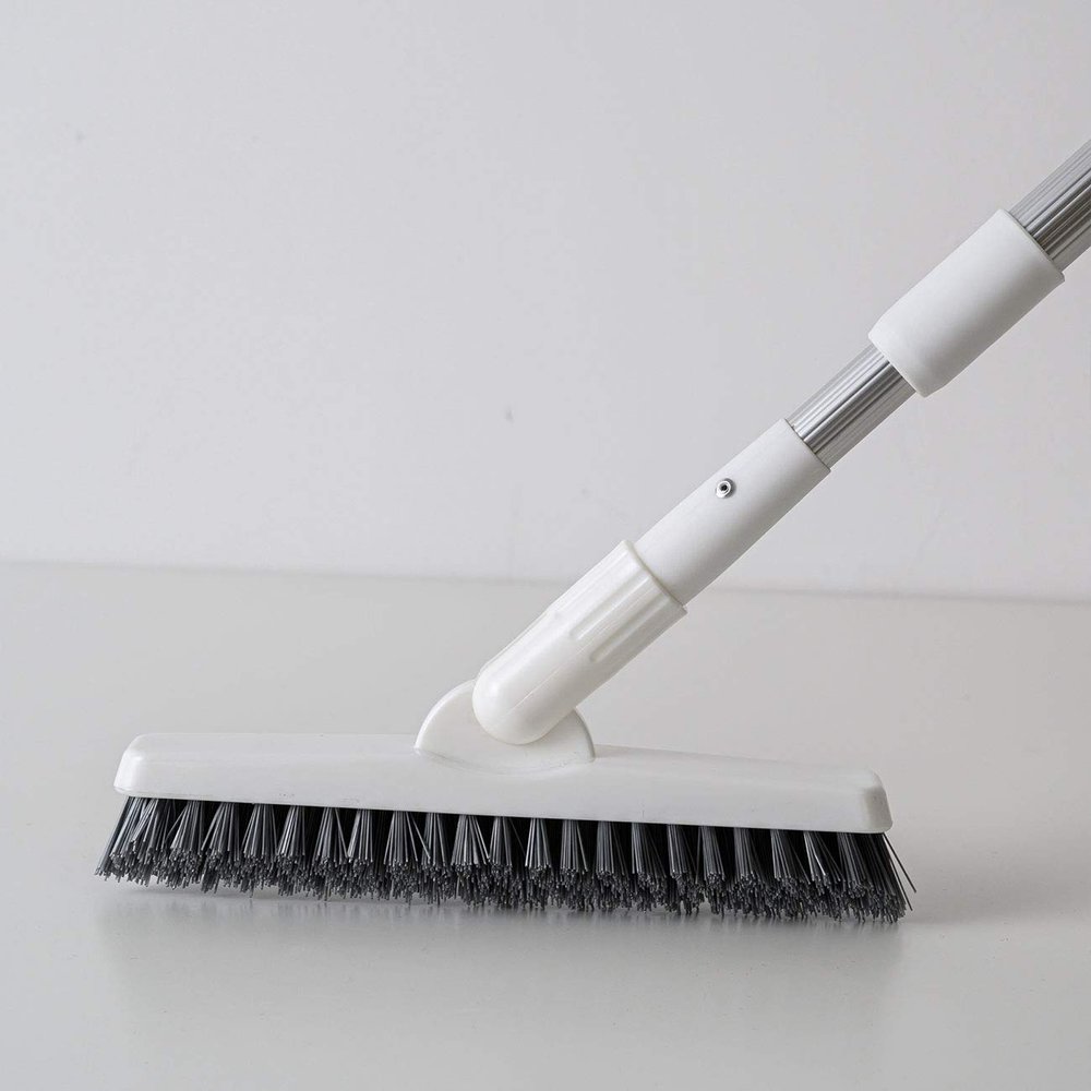 Grout Brush Scrubber with 51.2" Long Extendable Telescopic Handle Cleaning Brush with V-Shaped Bristles Built Scrub Brush Perfect for Bathroom,Kitchen,Tub,Tile,Hard-to-Reach Corners