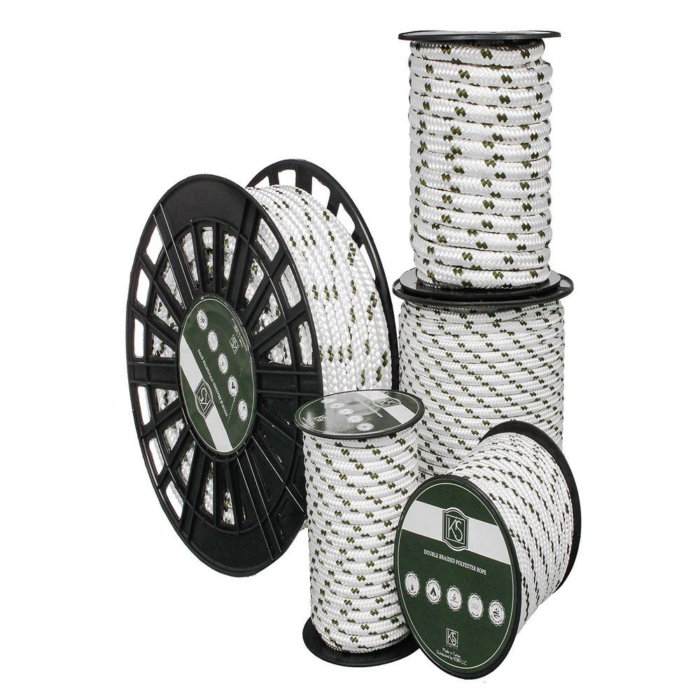 KIS Premium Quality Double Braided Polyester Rope 12 MM (1/2" 60 ft) - Multi Size - Heavy-Duty Extra Strength - Multi-Purpose Rope, Sailing, Crafting, Camping Rope, Nylon Rope- Made in Turkey