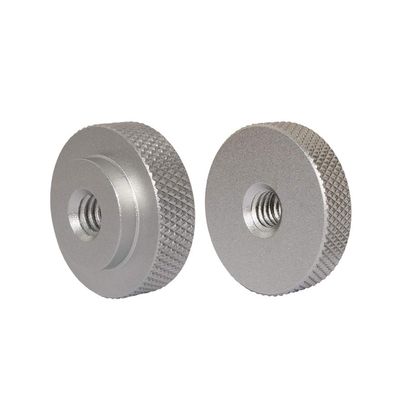 2 Pack 25mm Large Knurled Edge 1/4"-20 Female Thumb Wheel Lock Nut Adapter (Silver)
