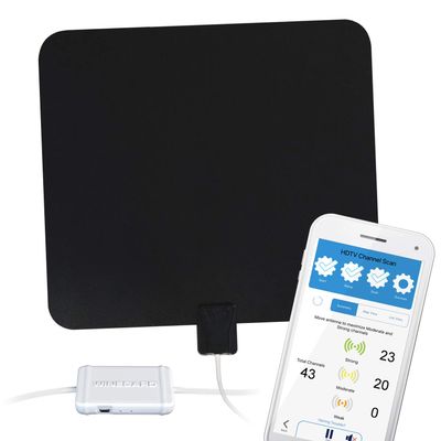 Winegard FlatWave Amped Pro HDTV Indoor TV Antenna  Bluetooth Signal Meter, Integrated Channel Finder, Up to 60 Mile Range, TH-3000