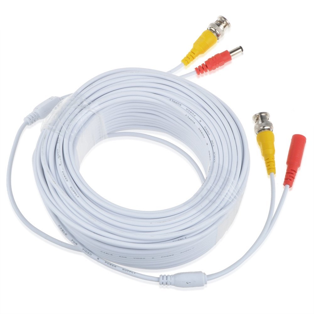 PKPOWER 150ft White BNC Extension Cable Cord Lead for Night Owl Security Camera CM-PXHD50W-BU
