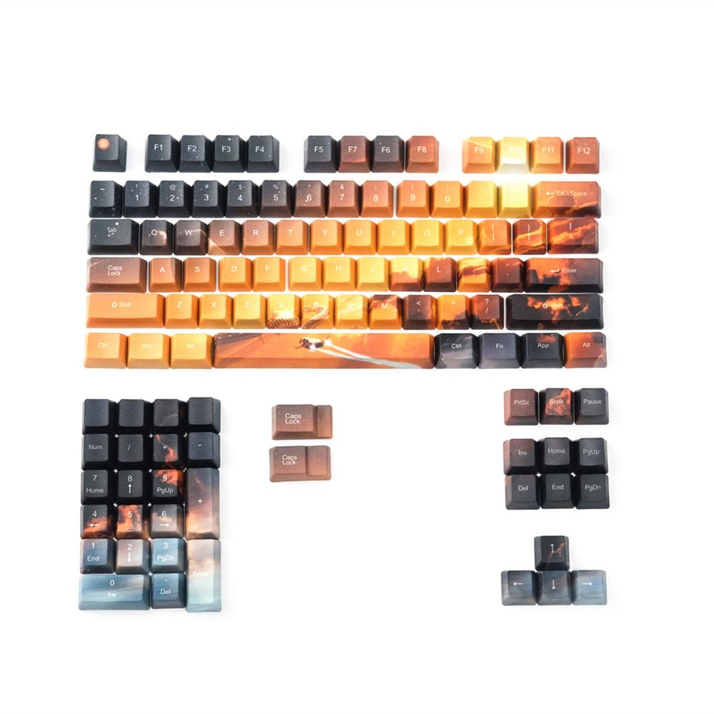 104/108 Keys Saturn PBT Dye-Subbed Keycaps Set ANSI Layout OEM Profile for 60% / 87 TKL/104/108 Cherry MX Switches Gaming Mechanical Keyboard (Saturn)