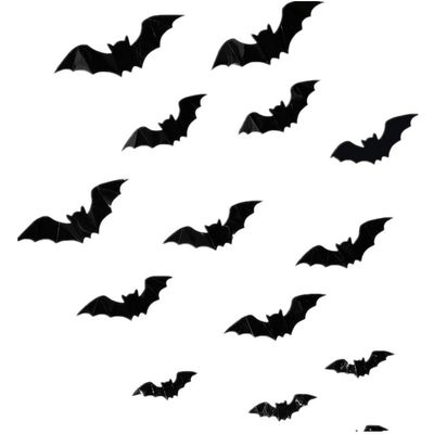 160 PCS Halloween 3D Bats Wall Stickers Removable PVC Decals for Halloween Eve Decor Home Window Decoration