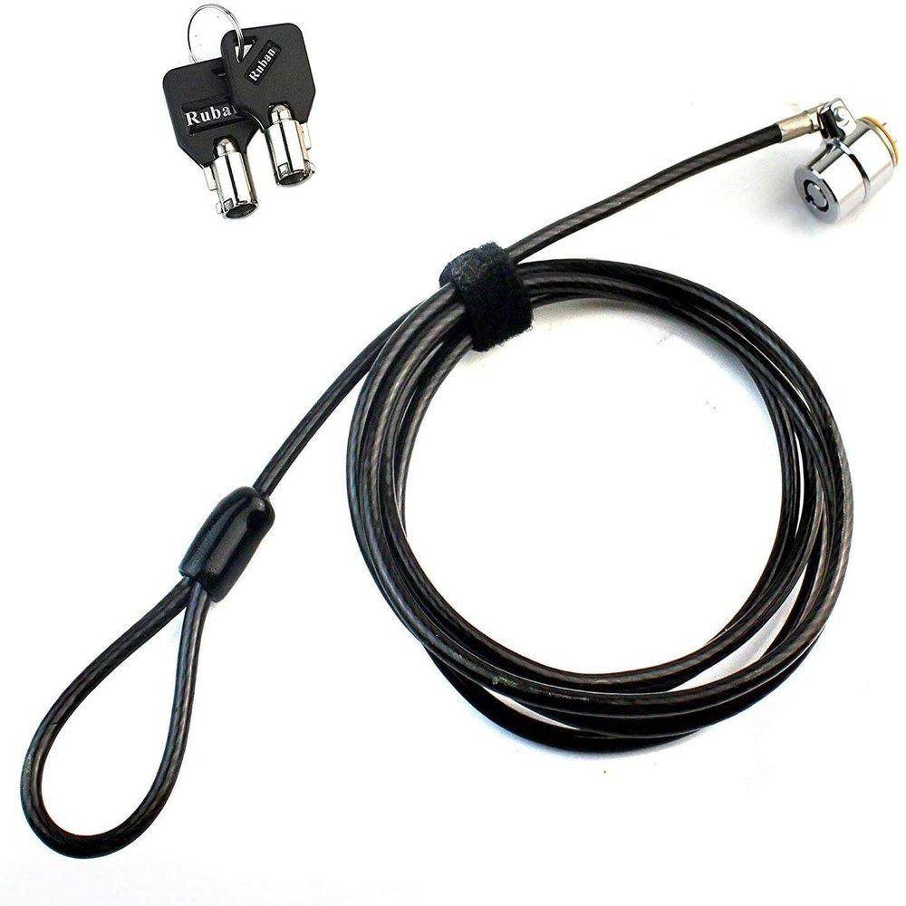 Tether Lock and Security Cable: Device to Countertop, Two Keys 6.6 Foot (Black)