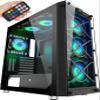 MUSETEX USB 3.0 Ports & 6 PCS 120mm LED ARGB Fans Pre-Installed ATX Mid Tower Computer Gaming Case with Remote Control Tempered Glass (BX6-MN6) view 1