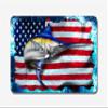 American Flag Blue Marlin Offshore Fishing Sticker Decal (5"x8") view 1