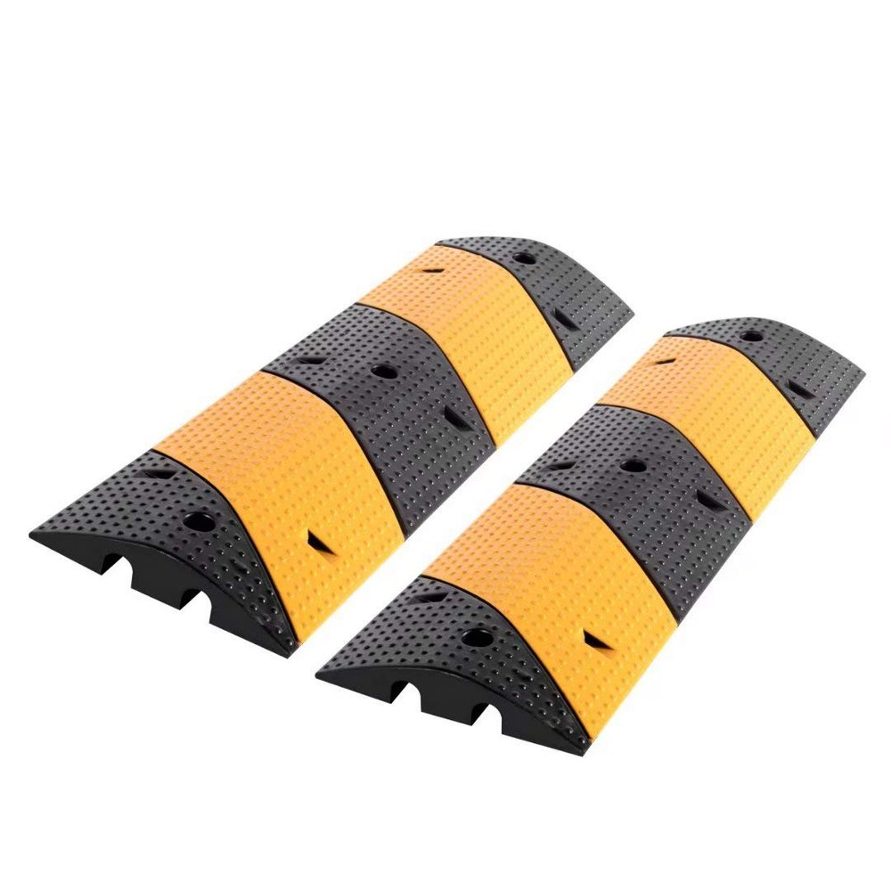 F COME 2 Pack Rubber Cable Ramp Hose Cable Protector Ramp 2 Channel 88000Lbs Load Capacity Traffic Speed Bump Wires Power Lines Extension Cord Cover for Indoor Outdoor