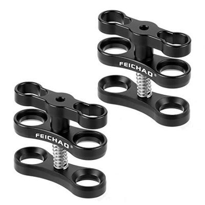 FEICHAO 2Pcs 1 Inch Underwater Diving Ball Clamp Aluminium Standard Mount for Photography Light Arm System Durable