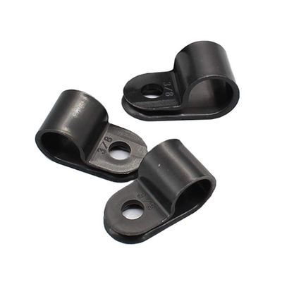 100 Pieces 3/8 Inch (9.5mm) Nylon R-Type Cable Clips Wire Clamp R-Type Cable Clamp R-Shaped Cord Organizer Clips Nylon Wire Cord Clip Fixer for 3/8 Inch Outer Diameter Wire or Tube, Black