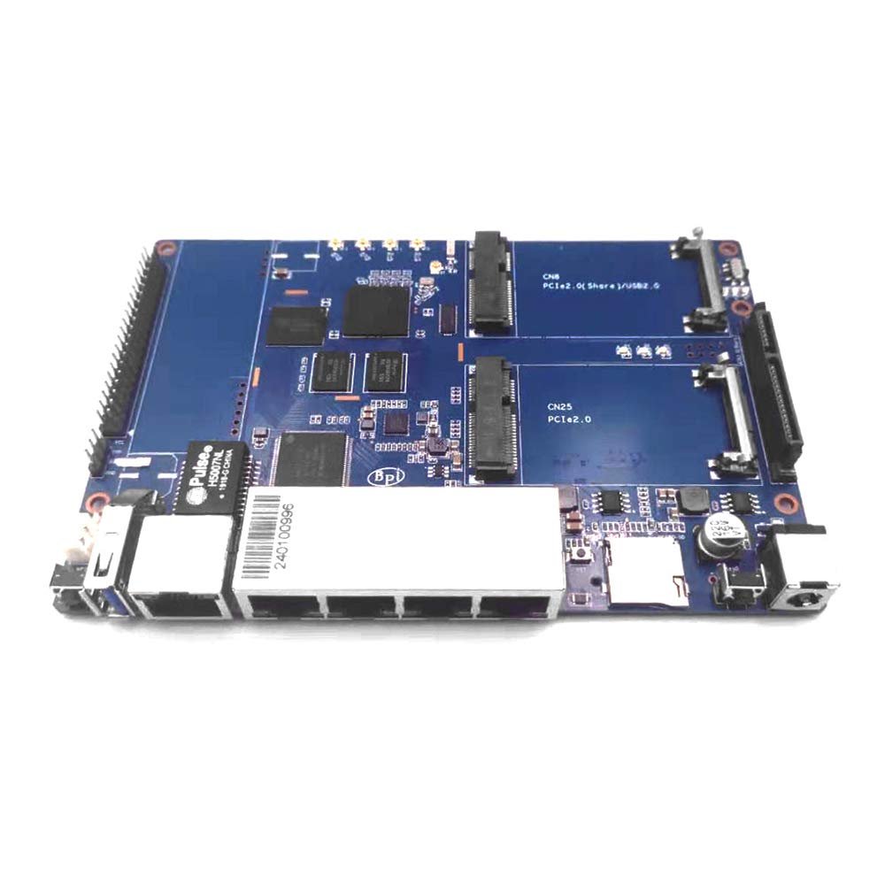 Banana Pi BPI R64 Smart WiFi Router-High Speed Wireless Router,Dual Band, 5 Gigabit Port with 1GB DDR3 Based in MediaTek MTK MT7622 Soc OpenWRT for NAS VPN Server,Bundle with Dual-Band WiFi Module